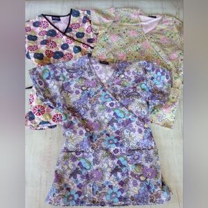 x3 Women's Absolute Scrub Tops Small Nurse Doctor Medical